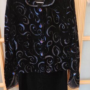 Long Black Velvet Skirt/Jacket set - Size Medium
